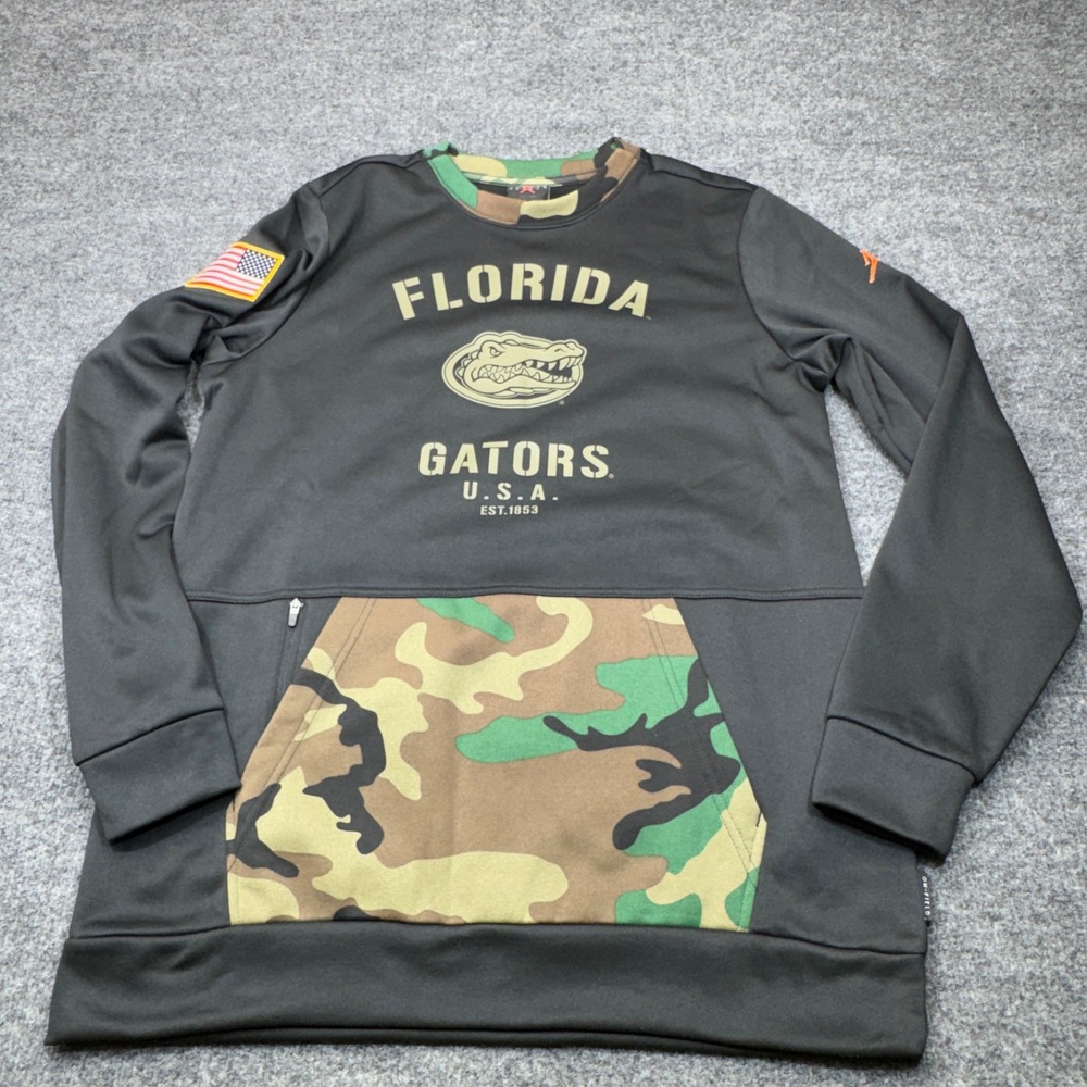 Florida Gators Sweatshirt Mens Medium Black Camo Military Salute to Service Nike